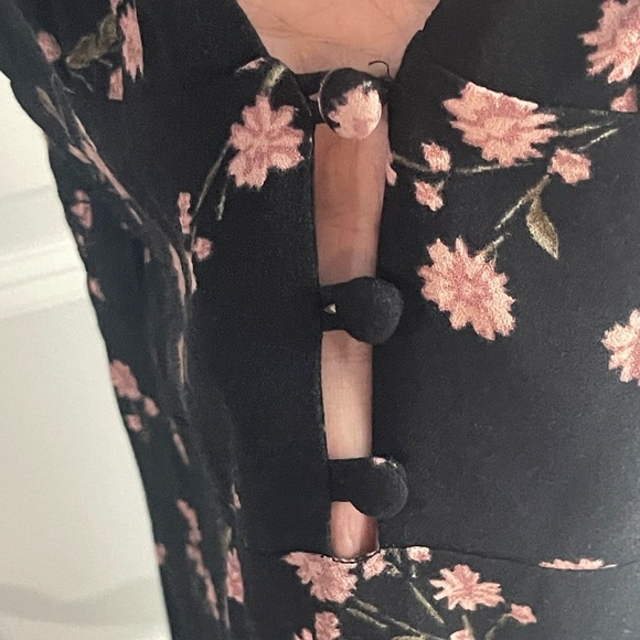 REFORMATION Montague Midi Dress Ensenada Black Pink Floral Black Dress Size 6 - Picture 5 of 9